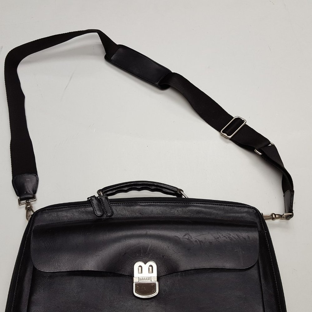 Bally Genuine Leather Laptop Case with Shoulder Strap